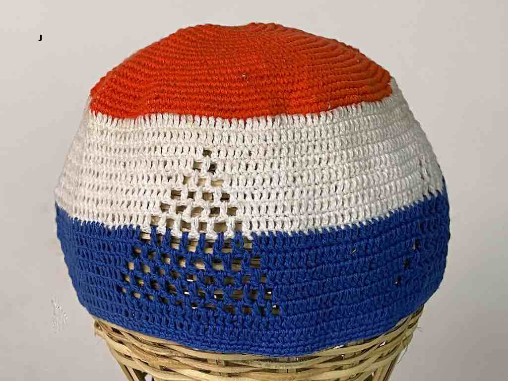 3-color 100% cotton crocheted kufi African men's hat