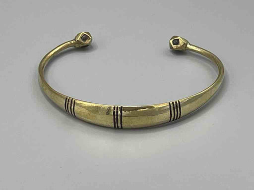 Tuareg Wide Multiple Inlay Etched Brass Bracelet