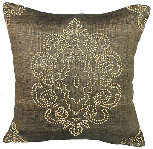 Abacá Décor Pillow Throw with Embroidered Coconut Beads - Niger Bend