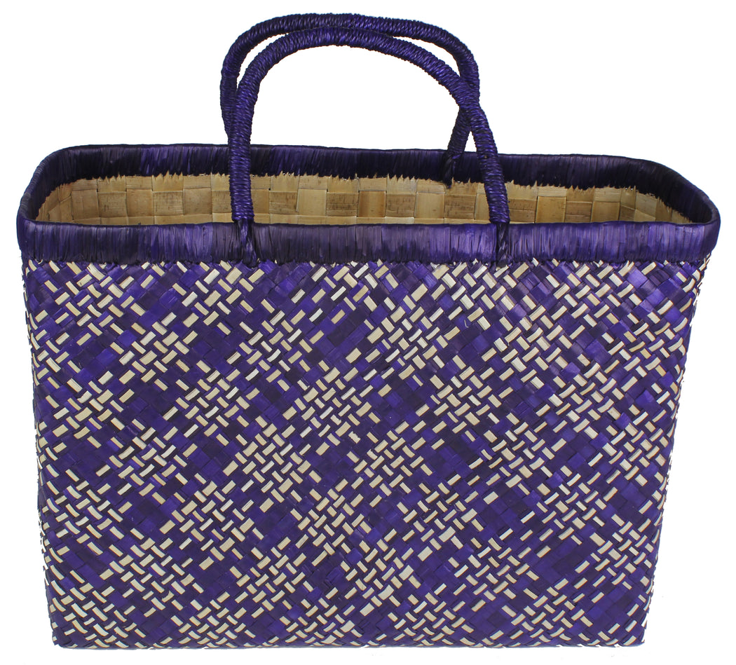 Handwoven Pandan Straw Handbag - Philippines - Purple - Niger Bend