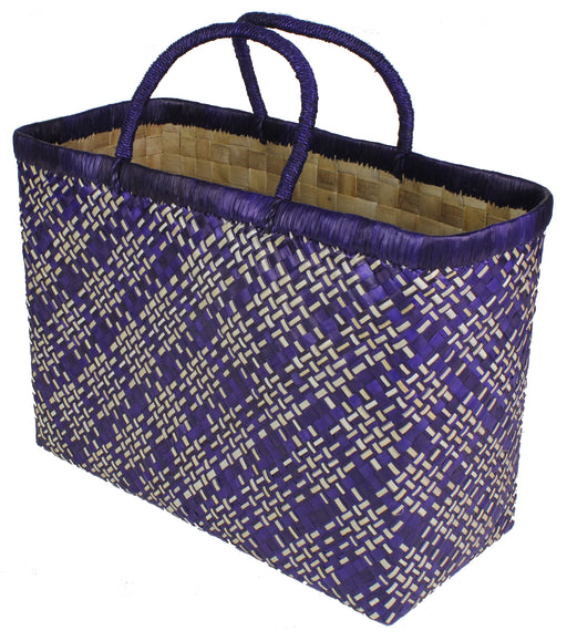 Handwoven Pandan Straw Handbag - Philippines - Purple - Niger Bend