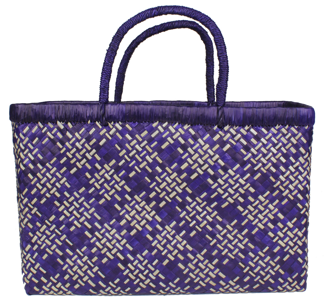 Handwoven Pandan Straw Handbag - Philippines - Purple - Niger Bend