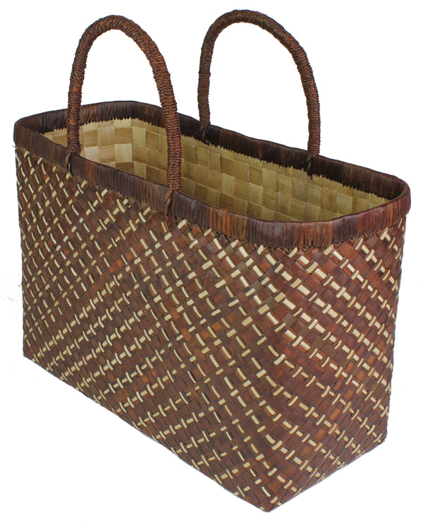 Handwoven Pandan Straw Handbag - Philippines - Brown - Niger Bend
