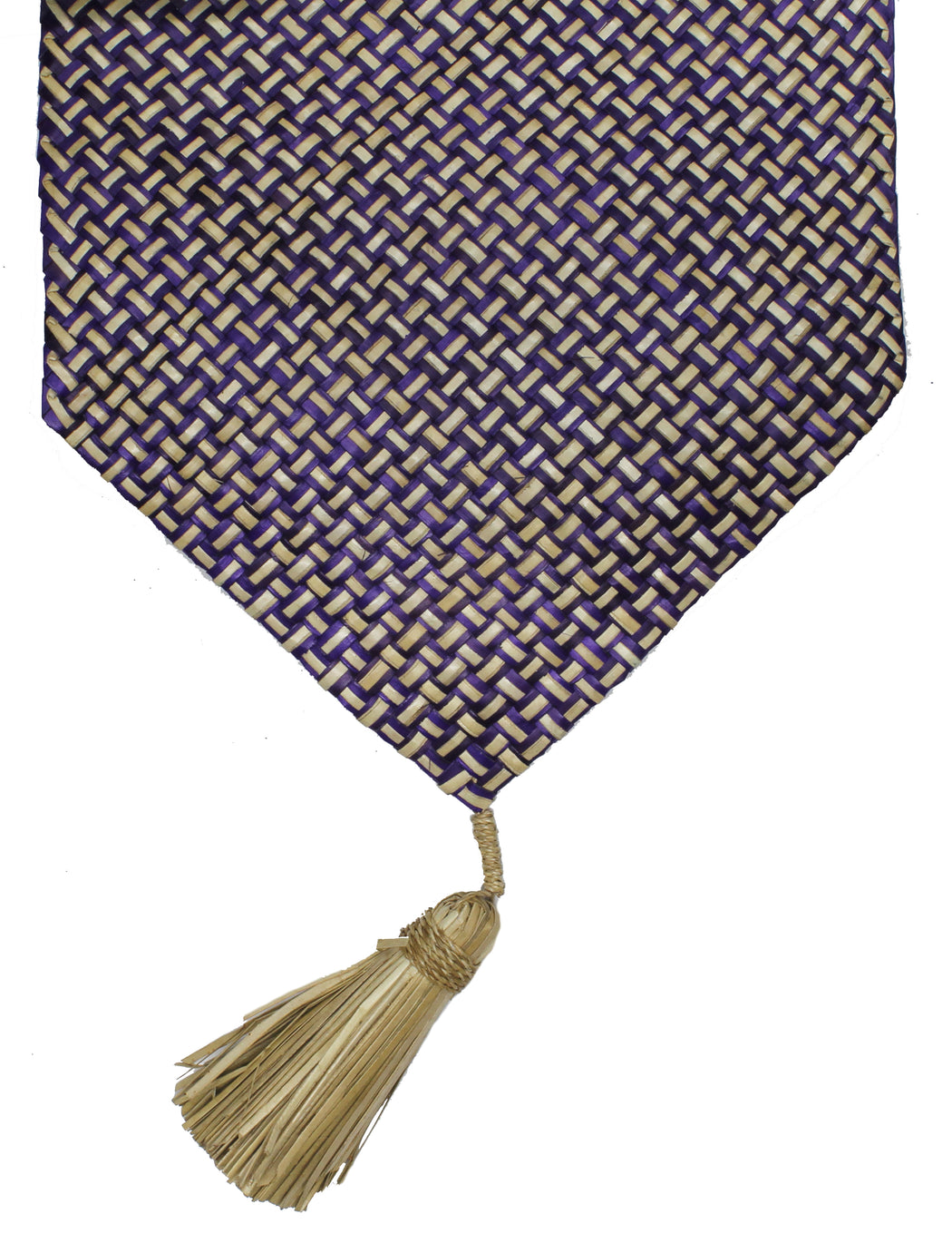 Table Runner Handwoven from Pandan Straw - Purple/Natural - Niger Bend