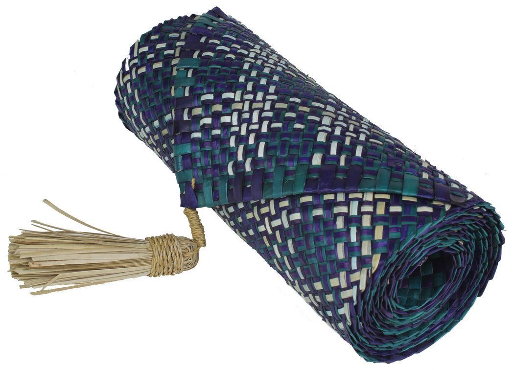 Table Runner Handwoven from Pandan Straw | Purple/Cyan - Niger Bend