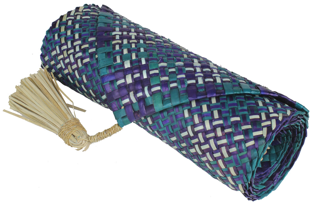 Table Runner Handwoven from Pandan Straw | Purple/Cyan - Niger Bend