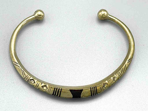 Tuareg Metal Single Inlay Etched Bracelet