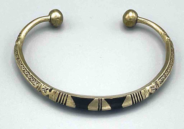 Tuareg Metal Double Inlay Etched Bracelet