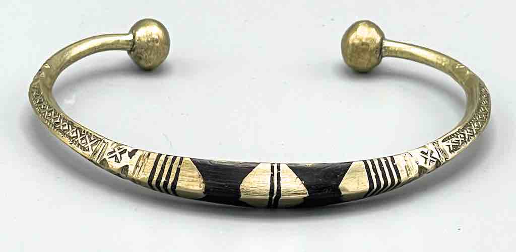 Tuareg Metal Double Inlay Etched Bracelet