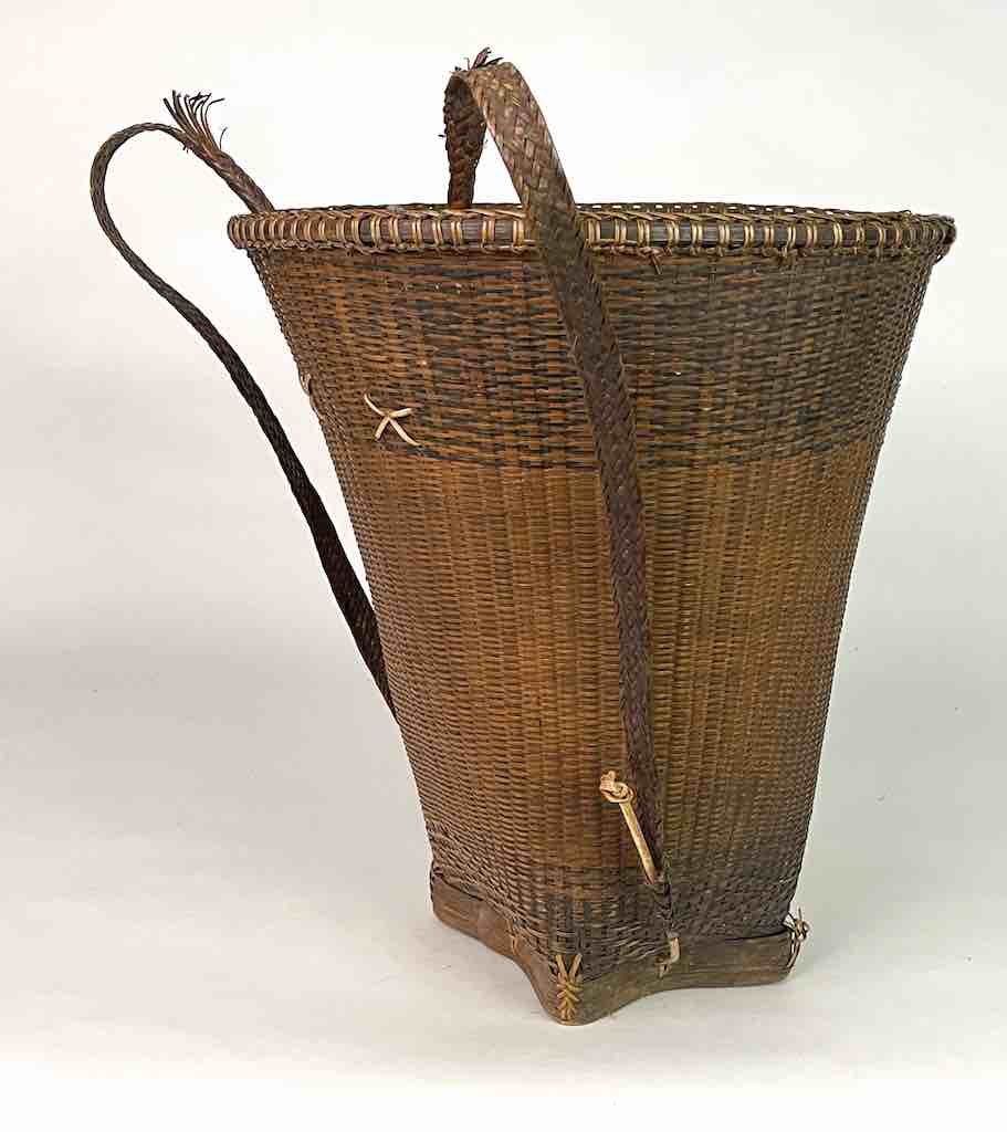 Vintage "Backpack" Style Vietnamese Rattan Rice Harvest Basket