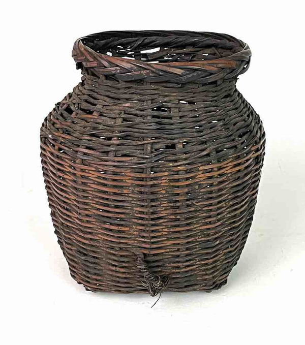 Vintage Small Black Vietnamese Rattan Basket