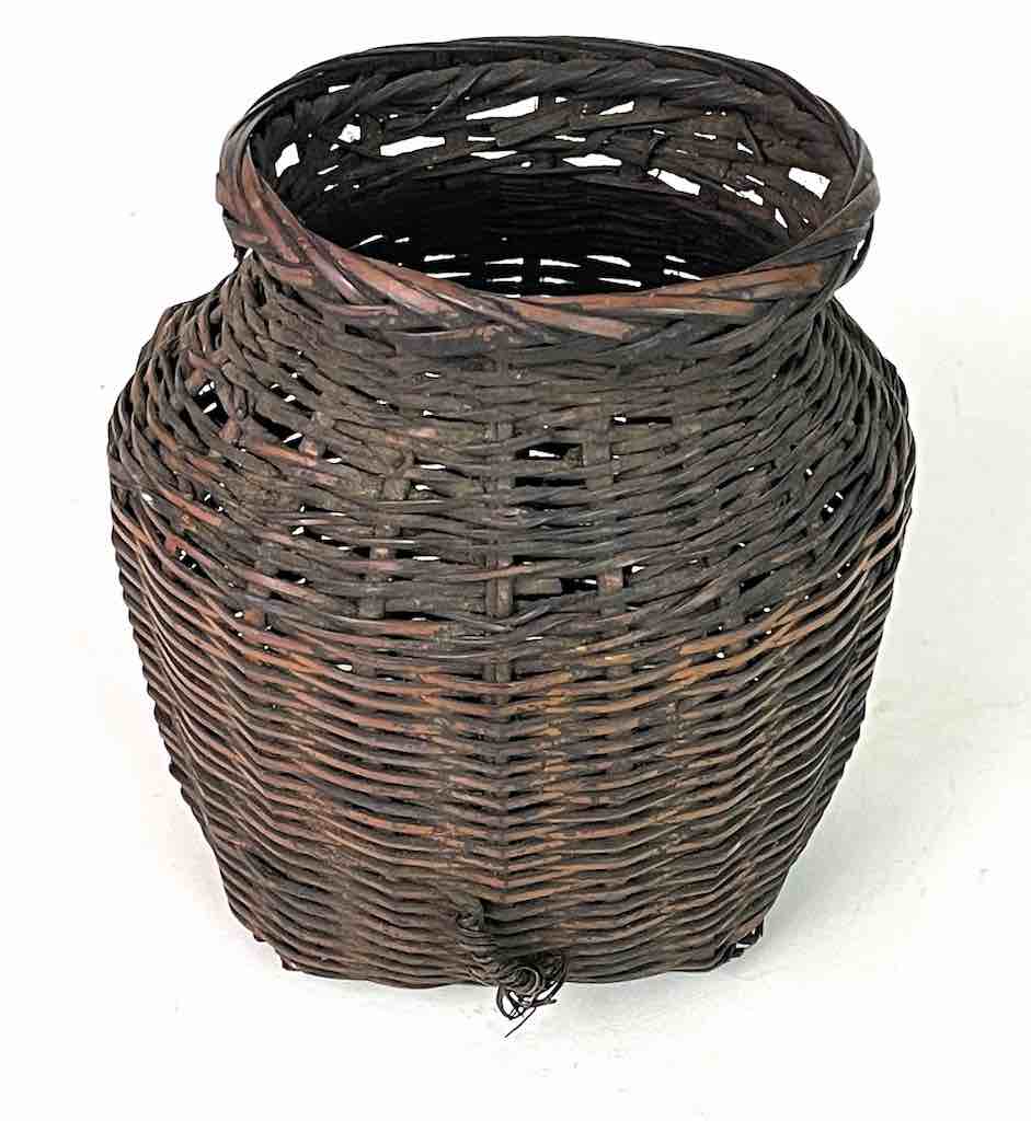 Vintage Small Black Vietnamese Rattan Basket