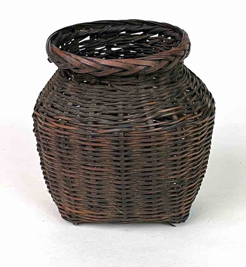 Vintage Small Black Vietnamese Rattan Basket