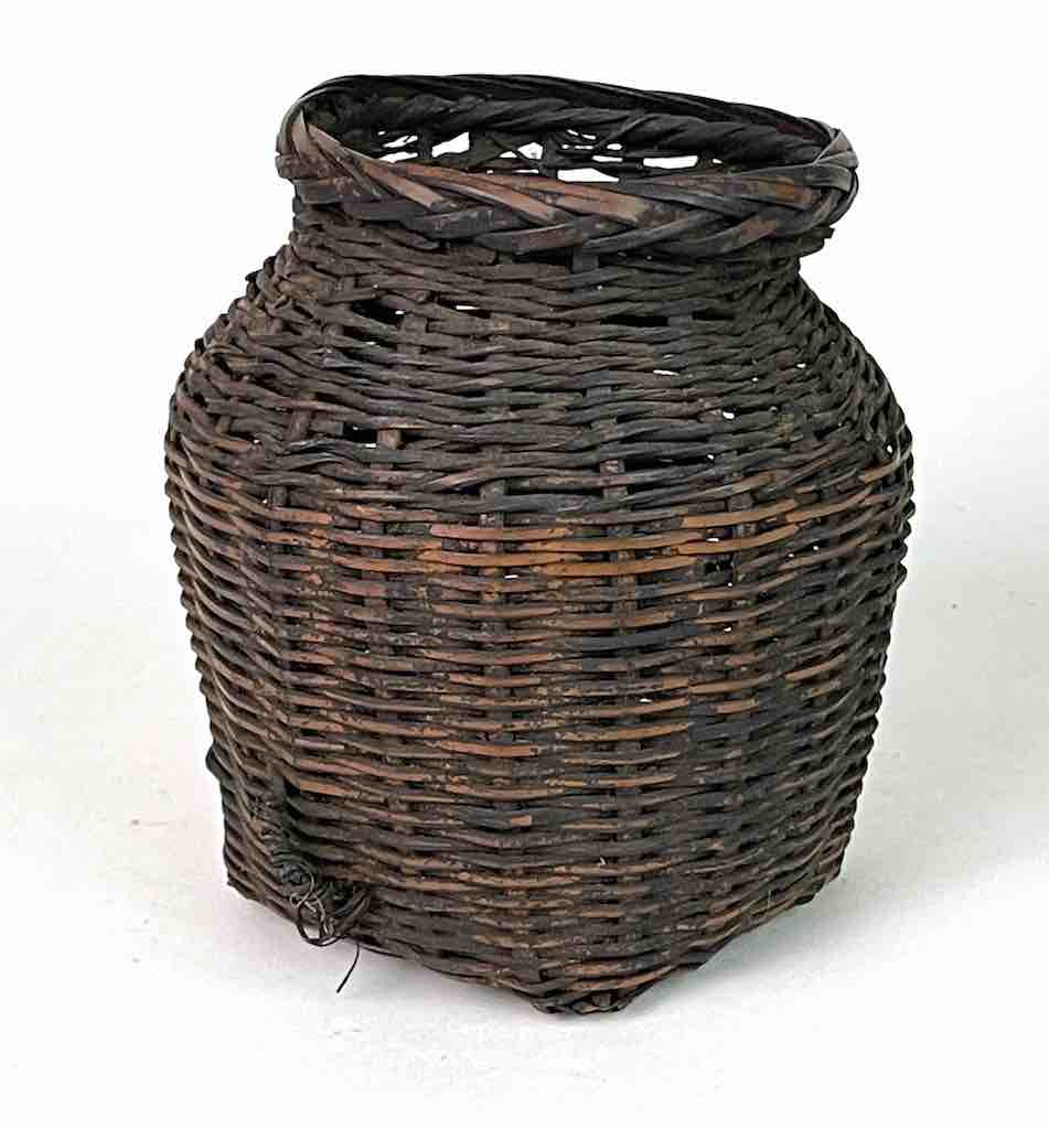 Vintage Small Black Vietnamese Rattan Basket