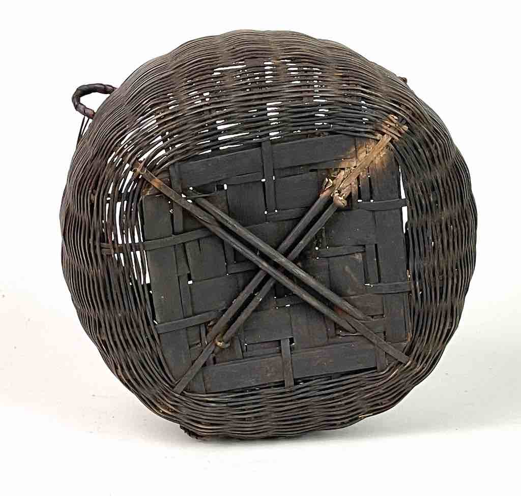 Vintage Very Finely Woven Small Black Vietnamese Rattan Basket