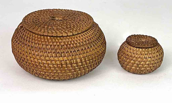 Small Vietnamese Rattan Covered Basket - 2 sizes