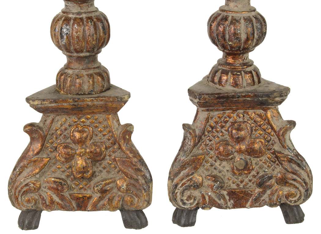 Set of 2 Antique Vietnamese Pagoda Chambersticks - Niger Bend