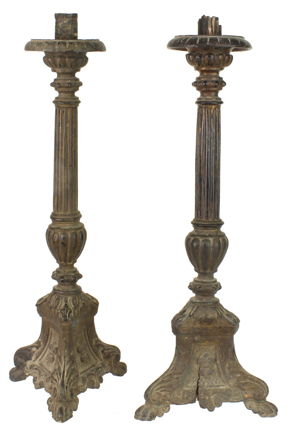 Set of 2 Antique Vietnamese Pagoda Chambersticks - Niger Bend