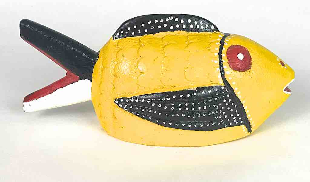 Bozo Yellow Fish Puppet Sculpture | 10.75"