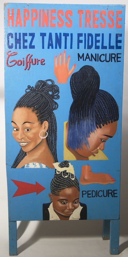 Tall 3-African Woman Portrait Beauty Salon Hinged Sandwich Sign – Side A